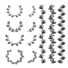 Silhouette laurel and oak wreaths in different  shapes - 125018894
