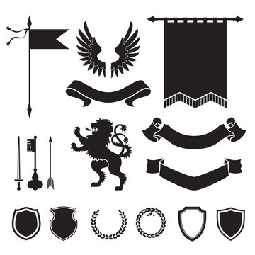 Heraldic silhouettes for signs and symbols