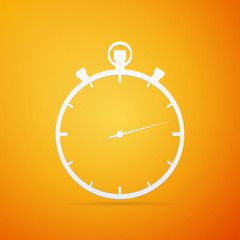 Timer flat icon on orange background. Vector Illustration