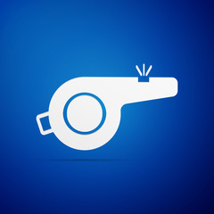 Whistle flat icon on blue background. Vector Illustration