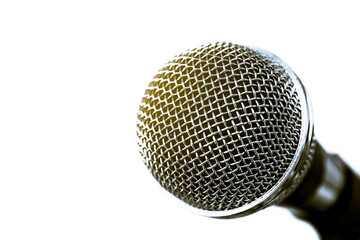 Isolated metal microphone on white background