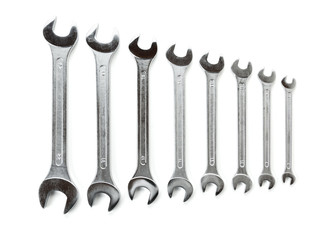 Assorted wrenches isolated with clipping path