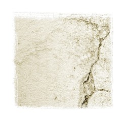 Gray wall with cracks and damaged borders