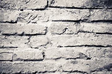 Wall of brick block construction, background and pattern, black