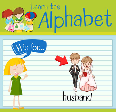 Flashcard alphabet H is for husband