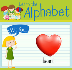 Flashcard letter H is for heart