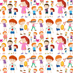 Seamless background design with kid characters