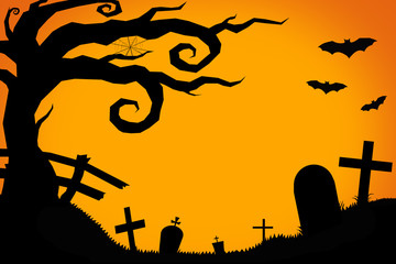 Halloween night : Graveyard and horror tree 