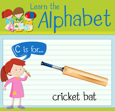 Flashcard letter C is for cricket bat