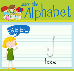 Flashcard alphabet H is for hook