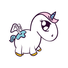 cute unicorn drawn icon vector illustration design