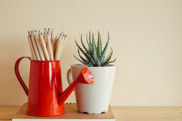 Concept of education or back to school Pencil on wooden backgrou