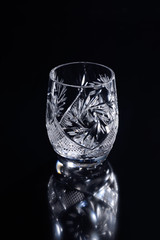 crystal glass on a dark background