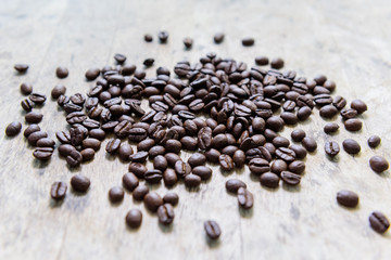coffee bean on old wood background,coffee bean