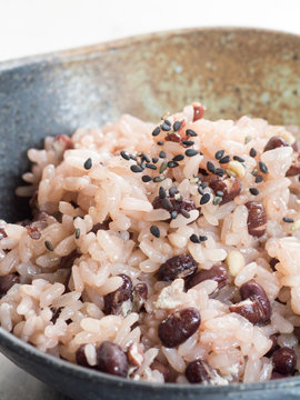 Japanese Cuisine, Cooked Red Bean Rice Also Known As Sekihan In