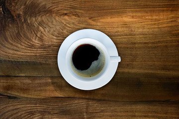 coffee on wood texture background