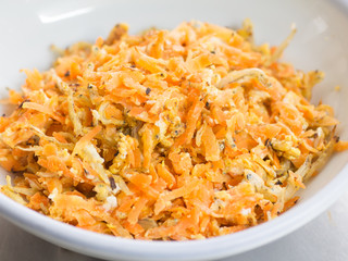 Japanese cuisine, fried vegetables and fish