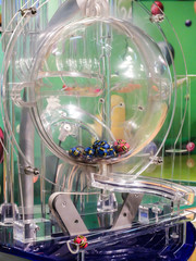 Lottery balls during extraction