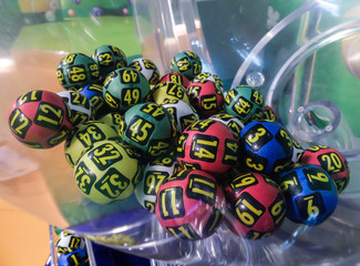 Lottery balls during extraction