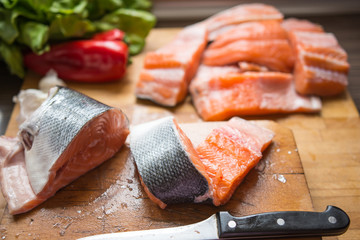 Fototapeta na wymiar Salmon fresh fish for dinner