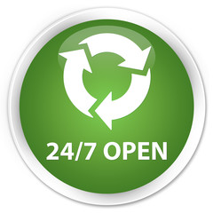 24/7 open soft green glossy round button