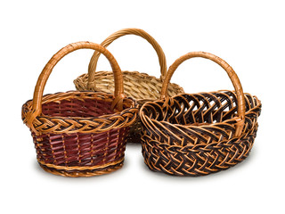 Three grocery baskets from rods