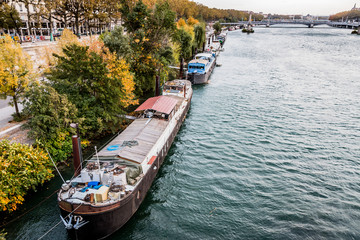 Naklejka premium Les quais du Rhône et Lyon vu du Pont Morand
