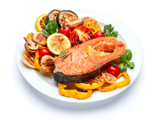 Crispy roasted salmon steak