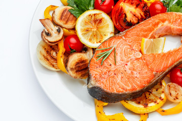 Crispy roasted salmon steak