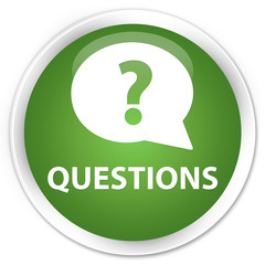 Questions (bubble icon) soft green glossy round button