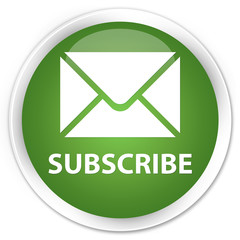 Subscribe (email icon) soft green glossy round button