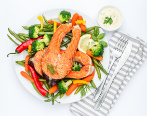 Crispy roasted salmon steak