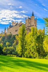 Segovia, Spain. The Alcazar of Segovia early morning. Castilla y Leon.