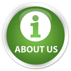 About us soft green glossy round button