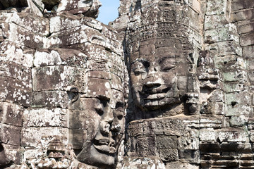 Smiling,gargantuan face at Angkor Thom,Siem Reap,Cambodia.
