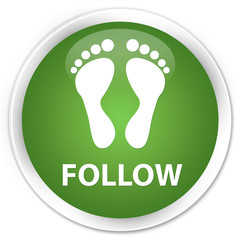 Follow (footprint icon) soft green glossy round button