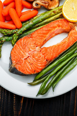 Crispy roasted salmon steak