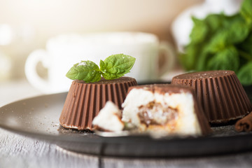 dessert from cream and chocolate