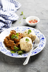 Dumplings with beef stew
