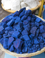 Indigo Colorant, Marrakesh Souk, Morocco / Indigo Colorant on the street market in Marrakech,...