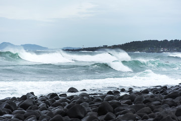 Pacific Ocean - Coast. Soft storm on the ocean. Water Background