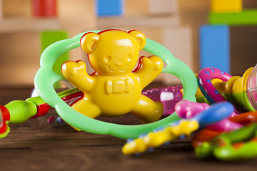 Kids World toy on a wooden background