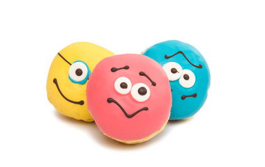 Fototapeta premium delicious donuts in color glaze isolated