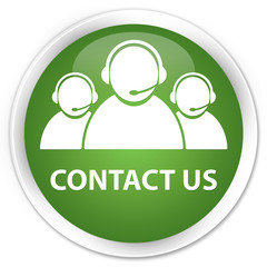 Contact us (customer care team icon) soft green glossy round but
