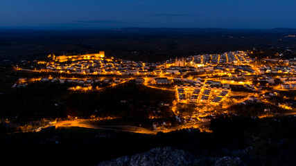 Illuminated Buildings of Castelo De Vide, Portugal, at night