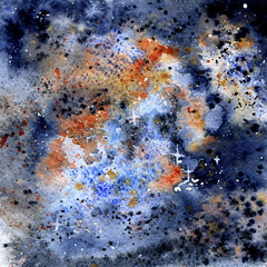 Fototapeta premium Watercolor illustration of universe. Cosmos with stars. Nebula
