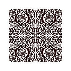Vector Asian pattern in the form of cotton flower in Uzbek national  style. Black template for tiles, wallpapers, backgrounds, textile.