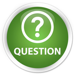 Question soft green glossy round button