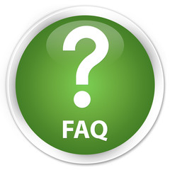 Faq (question icon) soft green glossy round button