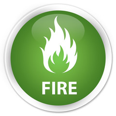 Fire soft green glossy round button
